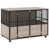 PawHut Decorative Dog Kennel Indoor End Table 46"L Dog Crate Furniture w/ Double Doors for Small to Large Dogs up to 88 lb