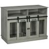 PawHut Dog Crate Furniture Gray for Large Small Dogs with Shelves Sliding Doors 47 x 23.5 x 35