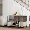 PawHut Decorative Dog Kennel Indoor End Table 46"L Dog Crate Furniture w/ Double Doors for Small to Large Dogs up to 88 lb