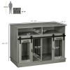 PawHut Dog Crate Furniture Gray for Large Small Dogs with Shelves Sliding Doors 47 x 23.5 x 35