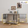 PawHut Decorative Dog Kennel Indoor End Table 46"L Dog Crate Furniture w/ Double Doors for Small to Large Dogs up to 88 lb