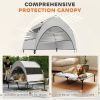 PawHut Elevated Dog Bed with Removable Canopy, Portable Outside Raised Pet Cot with Cooling Pad, Storage Bag, 42" x 30" x 37"