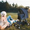 4 Wheels Pet Stroller Foldable Carrier Strolling Cart Travel Jogger Pet Stroller with Removable Liner Storage Basket for Dog
