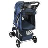 4 Wheels Pet Stroller Foldable Carrier Strolling Cart Travel Jogger Pet Stroller with Removable Liner Storage Basket for Dog