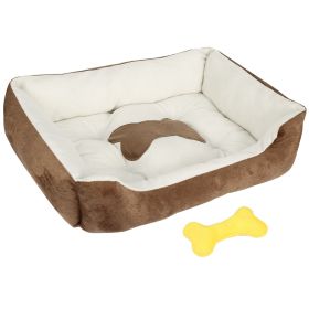 Pet Dog Bed Soft Warm Fleece Puppy Bed Dog Cozy Nest Sofa Bed Cushion Mat For S/M Dog (Option: brown_s)