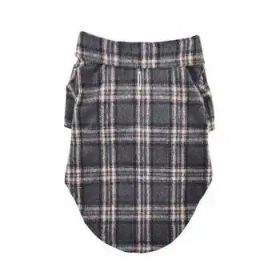 Flannel Dog Shirt - Dark Gray and Pink Plaid (Option: 2X-Large)