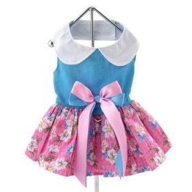 Pink and Blue Plumeria Floral Dog Dress (Option: Small)