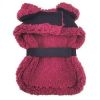 Sherpa-Lined Dog Harness Coat - Black & Burgundy Dots