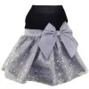 Holiday Dog Harness Dress - Black Velvet with Gray Snowflake Skirt
