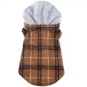 Weekender Dog Sweatshirt Hoodie - Brown & Black Plaid Flannel (Option: Medium)