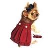 Wool Fur-Trimmed Dog Harness Coat - Burgundy