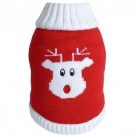 Combed Cotton Red Rudolph Holiday Dog Sweater (Option: Medium)