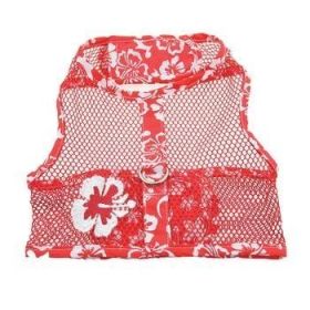 Cool Mesh Dog Harness with Leash - Hawaiian Hibiscus Red (Option: X-Small)