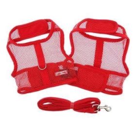 Cool Mesh Dog Harness with Leash - Solid Red (Option: X-Small)