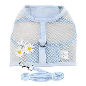 Cool Mesh Dog Harness with Leash - Blue Daisy (Option: Medium)