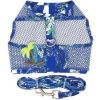 Cool Mesh Dog Harness with Leash - Surfboard Blue and Green - Ocean Blue and Palms