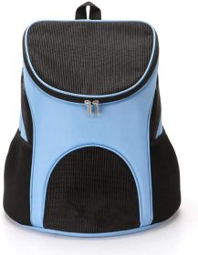 Dog Carrier Backpack Breathable for Small Pets/Puppies; Pet Carrier Bag with Mesh Ventilation; Safety Features and Cushion Back Support; for Trav (Color: Blue)