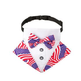 wedding suit dog collar pet saliva towel dog wedding triangle scarf (Color: Independence Day triangular scarf collar suit, size: M)