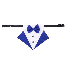 wedding suit dog collar pet saliva towel dog wedding triangle scarf (Color: Blue white triangular scarf collar suit, size: M)