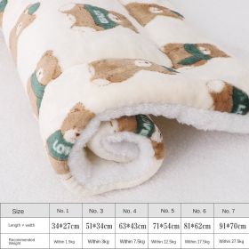 Dog sleeping mat warm thickened Sleeping pad blanket;  dog house warm mattress pet cushion (colour: Cappuccino bear, size: No.5 69*52cm)
