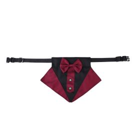 wedding suit dog collar pet saliva towel dog wedding triangle scarf (Color: Red and black triangle scarf collar set, size: M)