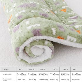 Dog sleeping mat warm thickened Sleeping pad blanket;  dog house warm mattress pet cushion (colour: Green forest, size: No.5 69*52cm)