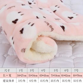 Dog sleeping mat warm thickened Sleeping pad blanket;  dog house warm mattress pet cushion (colour: Pink lamb, size: No.5 69*52cm)