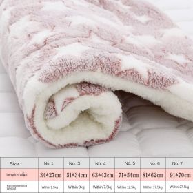 Dog sleeping mat warm thickened Sleeping pad blanket;  dog house warm mattress pet cushion (colour: White Star with Bean Paste, size: No.5 69*52cm)