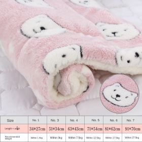 Dog sleeping mat warm thickened Sleeping pad blanket;  dog house warm mattress pet cushion (colour: Pink bear head, size: No.5 69*52cm)