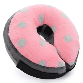 Soft Dog Cone Collar for After Surgery - Inflatable Dog Neck Donut Collar - Elizabethan Collar for Dogs Recovery (colour: CQLQ07-Pink Grey dot, size: L)