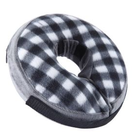 Soft Dog Cone Collar for After Surgery - Inflatable Dog Neck Donut Collar - Elizabethan Collar for Dogs Recovery (colour: CQLQ03 Black and White, size: L)