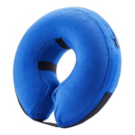 Soft Dog Cone Collar for After Surgery - Inflatable Dog Neck Donut Collar - Elizabethan Collar for Dogs Recovery (colour: CQLQ01 Blue Velcro, size: L)