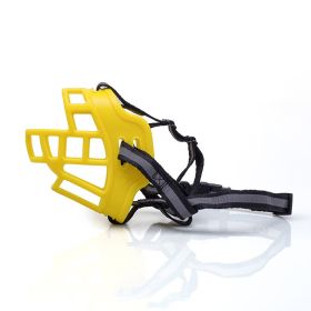 Dog Muzzle Dogs; Prevents Chewing and Biting; Basket Allows Panting and Drinking-Comfortable; Humane; Adjustable; With light reflection (Color: Reflective tape yellow, size: No.1)
