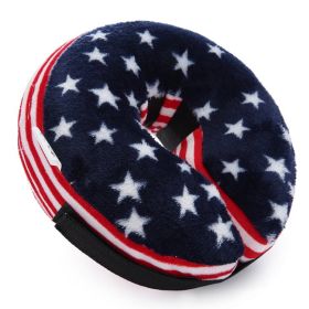 Soft Dog Cone Collar for After Surgery - Inflatable Dog Neck Donut Collar - Elizabethan Collar for Dogs Recovery (colour: CQLQ10 American flag, size: L)