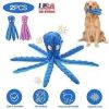 2Pcs Squeaky Dog Toys No Stuffing Crinkle Plush Octopus Dog Teething Toy Interactive Dog Toy Dog Training Toy For Puppy Small Medium Large Dog