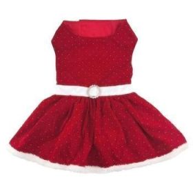 Holiday Dog Harness Dress - Red Velvet Sparkle (Option: Medium)