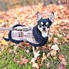 Sherpa-Lined Dog Harness Coat - Brown & White Plaid