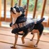 Sherpa-Lined Dog Harness Coat - Brown & White Plaid