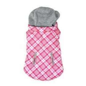 Weekender Dog Sweatshirt Hoodie - Pink & White Plaid (Option: Medium)