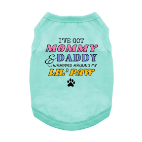 Wrapped Around My Lil Paw Dog Shirt (Color: Teal, size: X-Small)